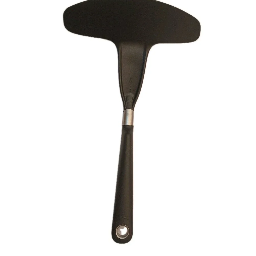 Kuhn Rikon Heat Resistant Turner Spatula, Black Plastic Handle, Solid